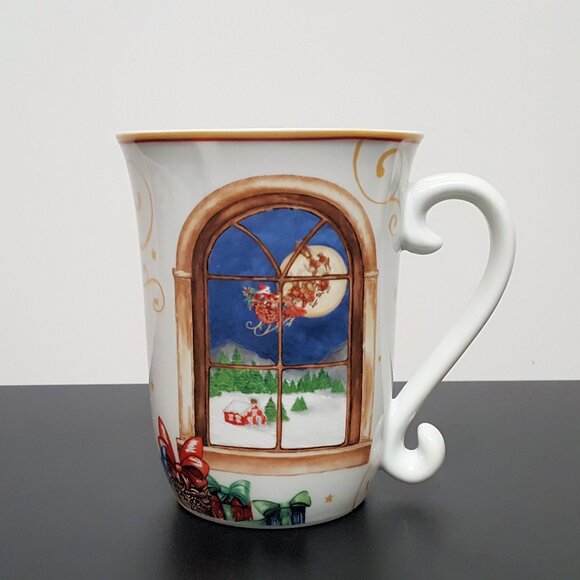NEW RARE Williams Sonoma Twas the Night Before Christmas Santa Town Mug 14 OZ - Picture 1 of 6